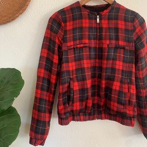 Zara Trafaluc TRF Plaid Bomber Jacket